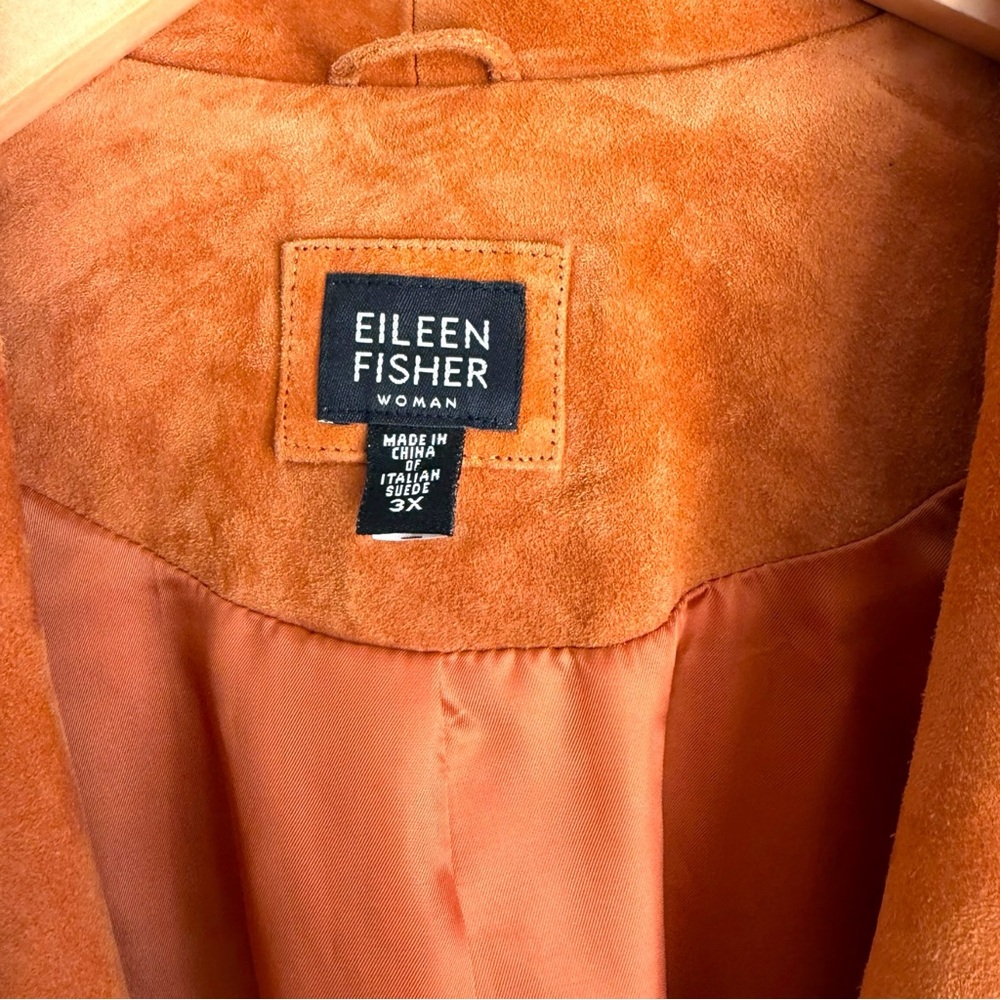 Eileen Fischer Bohemian Pumpkin Suede Jacket Size 3X - Picture 6 of 12